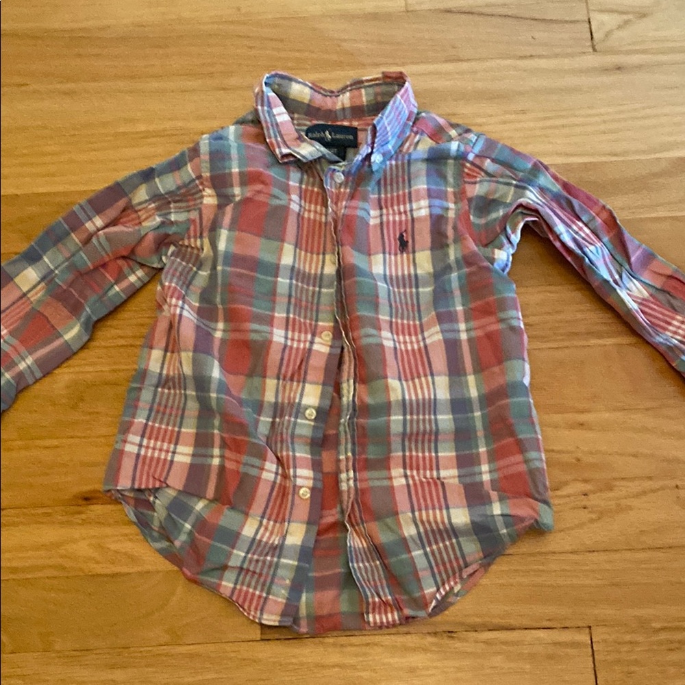 Plaid Button-Up Shirt with Embroidered Logo